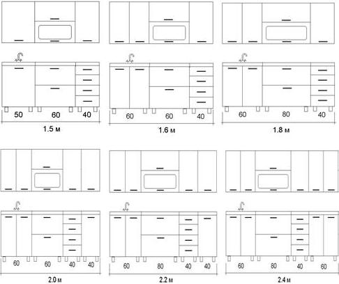Горизонтальные фасады для кухни